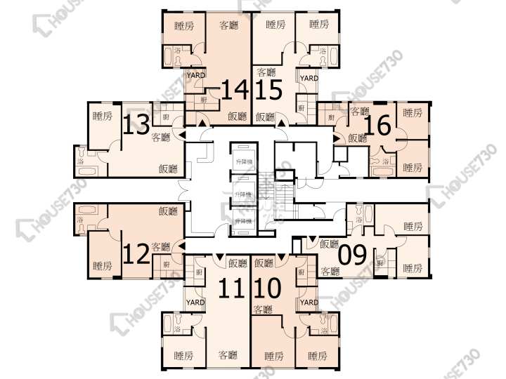 德福花園 平面圖 德福花園 K座 1樓 樓層平面圖 - House730