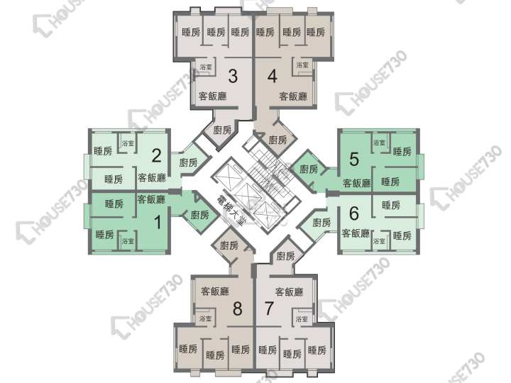 兆康苑 平面圖 兆康苑 兆暉閣 (O座) 1-35樓 樓層平面圖 - House730