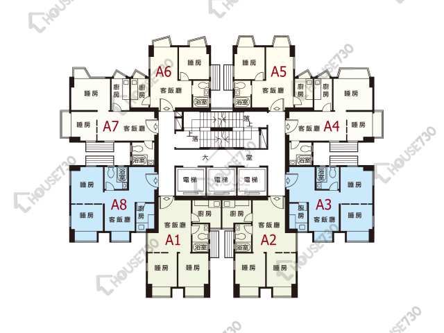 嘉輝花園 平面圖 嘉輝花園 A座 4-34樓 樓層平面圖 - House730