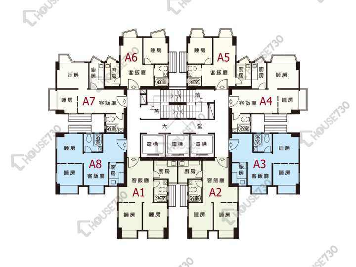 嘉輝花園 平面圖 嘉輝花園 A座 4-34樓 樓層平面圖 - House730