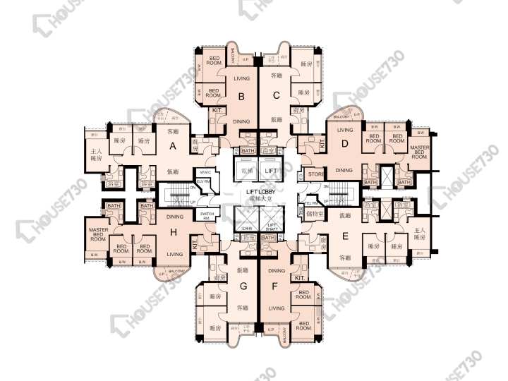 栢慧豪園 平面圖 栢慧豪園 2期 栢慧豪廷 9座 7樓 樓層平面圖 - House730