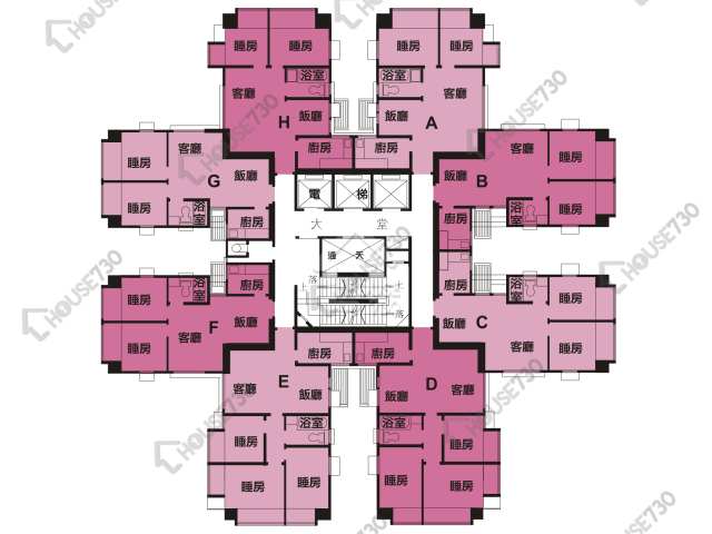 大埔中心 平面圖 大埔中心 6期 11座 4-26樓 樓層平面圖 - House730