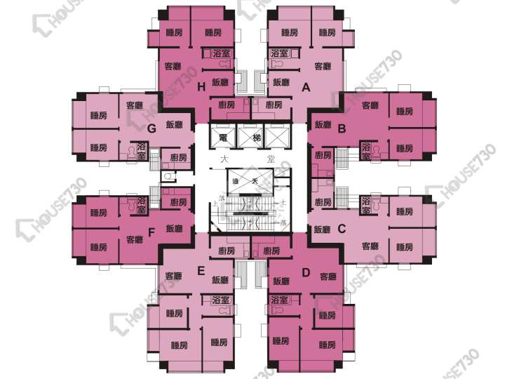 大埔中心 平面圖 大埔中心 6期 11座 4-26樓 樓層平面圖 - House730