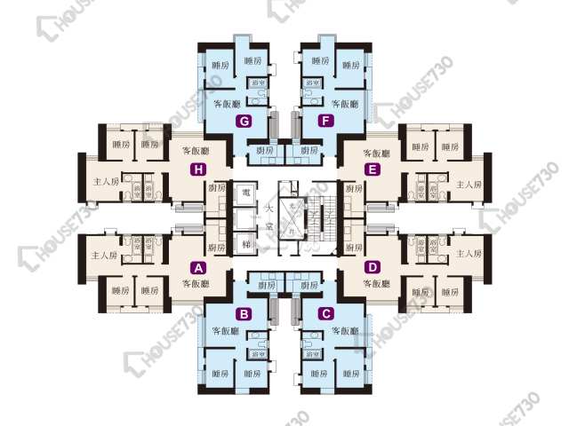 麗城花園 平面圖 麗城花園 1期 1座 2-35樓 樓層平面圖 - House730