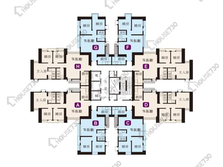 麗城花園 平面圖 麗城花園 1期 1座 2-35樓 樓層平面圖 - House730
