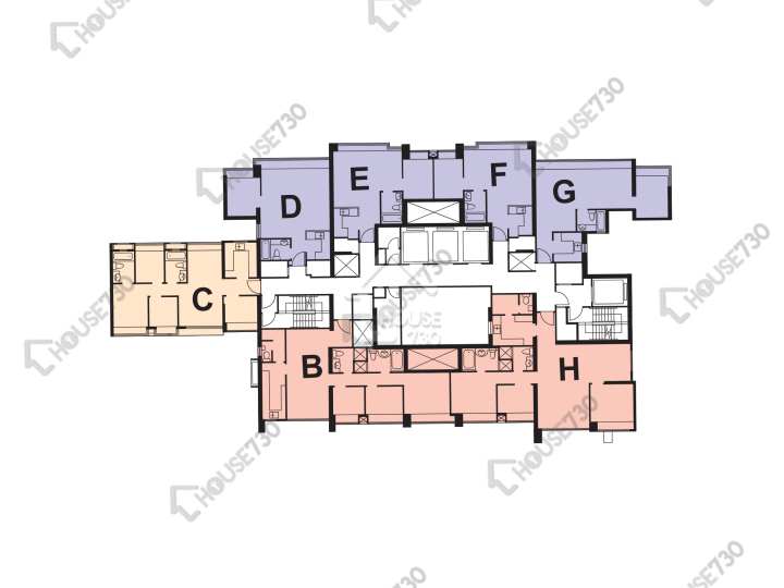 爵悅庭 平面圖 爵悅庭 西爵軒 (B1) 41-43,45-53,55-63,65樓 樓層平面圖 - House730