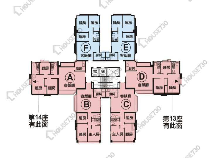 豪景花園 平面圖 豪景花園 3期 14座 1-12樓 樓層平面圖 - House730