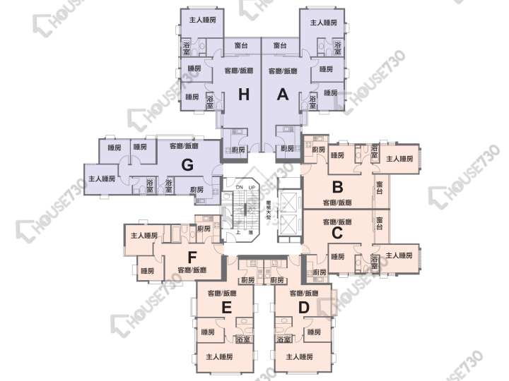 鯉景灣 平面圖 鯉景灣 B段 逸華閣 (8座) 4-16樓 樓層平面圖 - House730