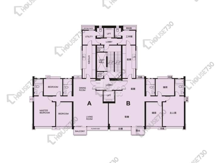 豪景花園 平面圖 豪景花園 3期 28座 17-22樓 樓層平面圖 - House730