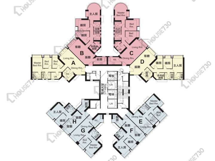 柏景灣 平面圖 柏景灣 1期 9座 1-3,5-12,15-23,25,27-33,35樓 樓層平面圖 - House730