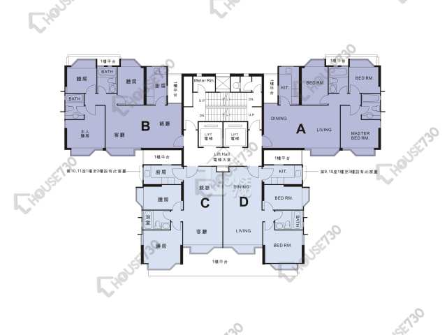 香港黃金海岸 平面圖 香港黃金海岸 10座 1-3,5-12,15-23,25,26樓 樓層平面圖 - House730