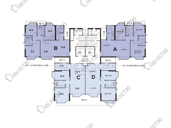 香港黃金海岸 平面圖 香港黃金海岸 10座 1-3,5-12,15-23,25,26樓 樓層平面圖 - House730