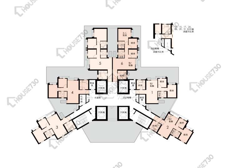 愉翠苑 平面圖 愉翠苑 愉禮閣 (O座) 1-40樓 樓層平面圖 - House730