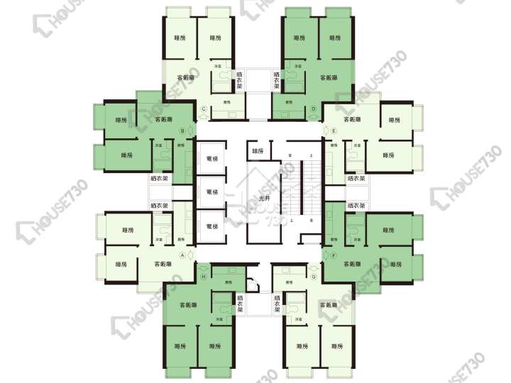 沙田第一城 平面圖 沙田第一城 5期 49座 3-32樓 樓層平面圖 - House730