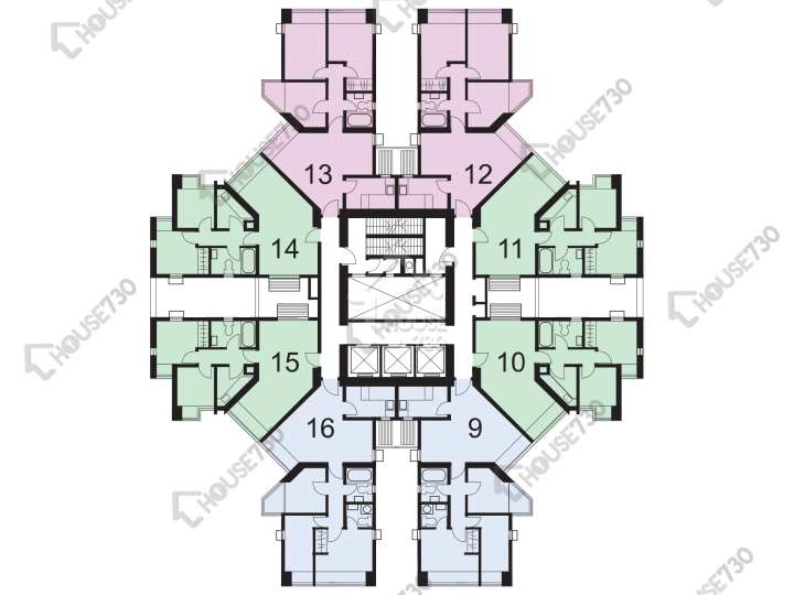 康怡花園 平面圖 康怡花園 F座 (9-16室) 2-25樓 樓層平面圖 - House730