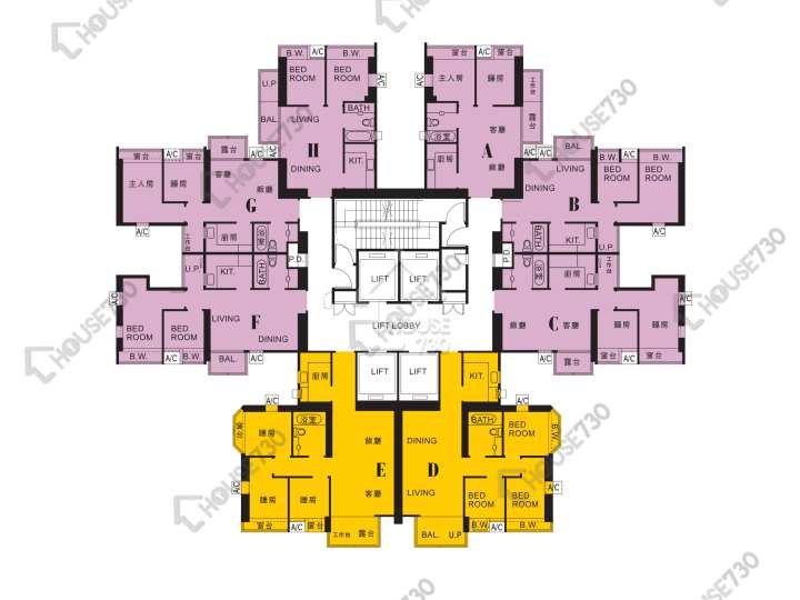 翔龍灣 平面圖 翔龍灣 2座 6-13,15-22,25-33,35-41,42樓 樓層平面圖 - House730