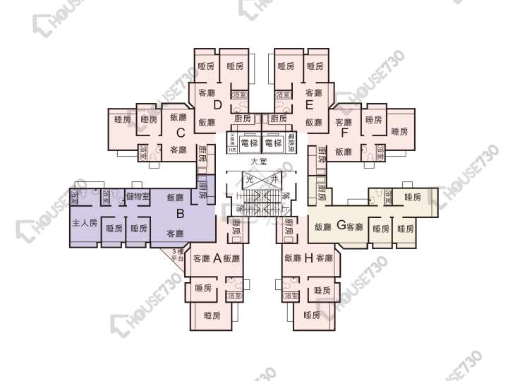 蝶翠峰 平面圖 蝶翠峰 1期 7座 3,5-13,15,16樓 樓層平面圖 - House730