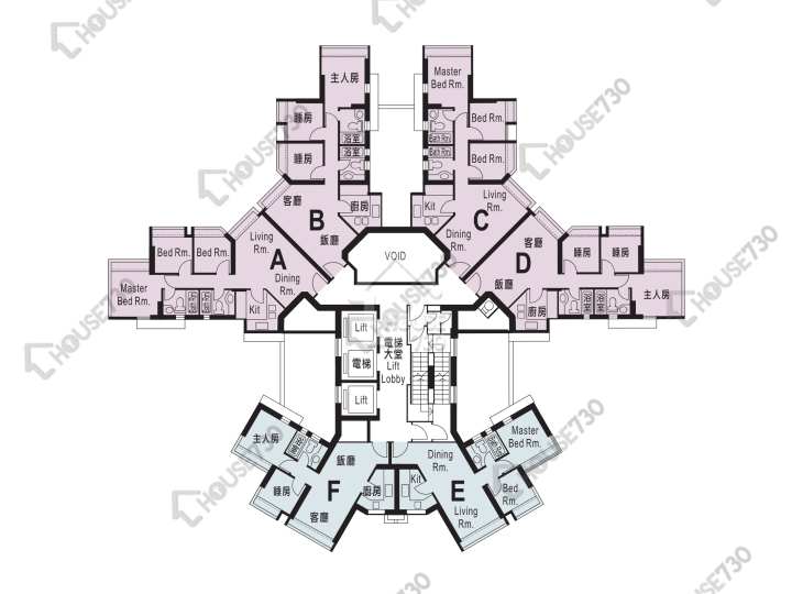 維港灣 平面圖 維港灣 2座 3,5-12,15-23,25-32,33樓 樓層平面圖 - House730