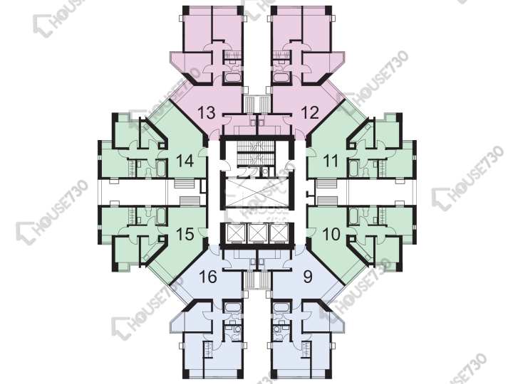 康怡花園 平面圖 康怡花園 G座 (9-16室) 2-21樓 樓層平面圖 - House730