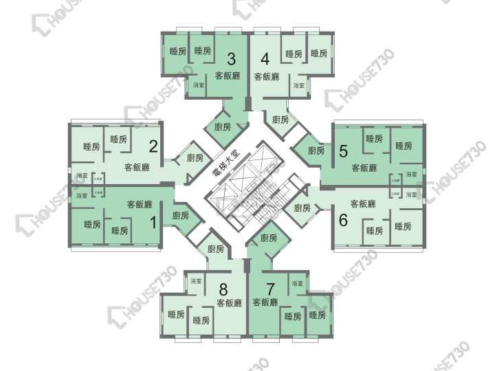 兆康苑 平面圖 兆康苑 兆榮閣 (H座) 1-29樓 樓層平面圖 - House730