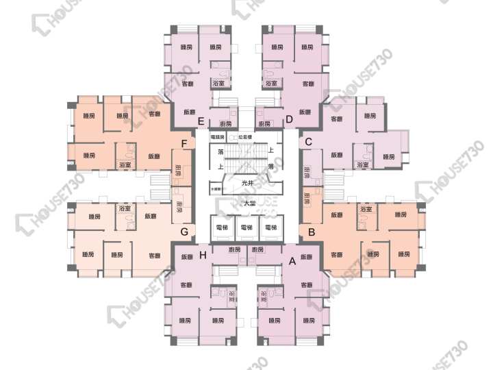 花都廣場 平面圖 花都廣場 6座 3-36樓 樓層平面圖 - House730