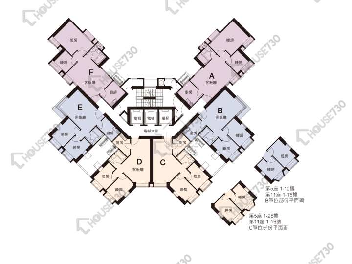 大興花園 平面圖 大興花園 2期 10座 1-34樓 樓層平面圖 - House730