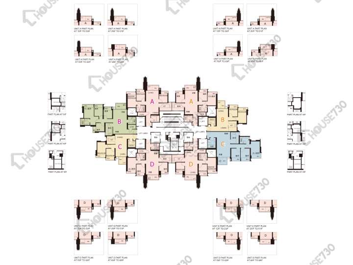 日出康城 平面圖 日出康城 1期 首都 威尼斯 (5座-右翼) 8-12,15-23,25-28,30-33,35-43,45-51,53,55-63,65-67,68樓 樓層平面圖 - House730