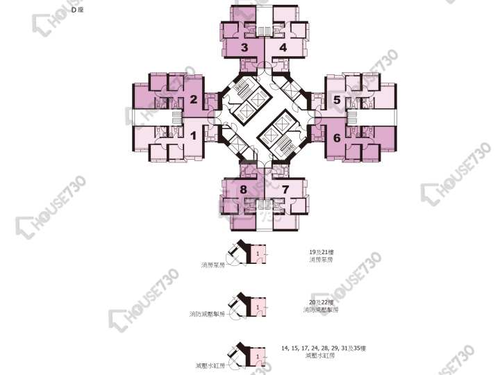 彩明苑 平面圖 彩明苑 彩柏閣 (D座) 1-40樓 樓層平面圖 - House730