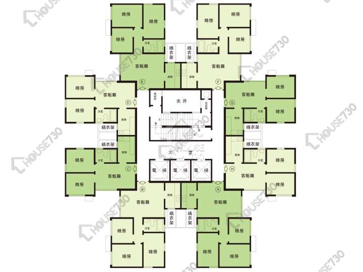 沙田第一城 平面圖 沙田第一城 1期 9座 1-30樓 樓層平面圖 - House730