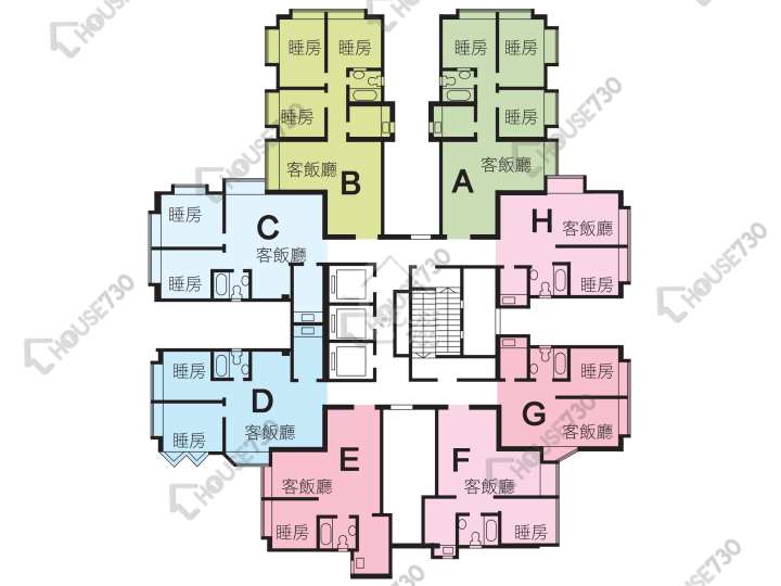好運中心 平面圖 好運中心 楓林閣 (C1座) 1-22樓 樓層平面圖 - House730