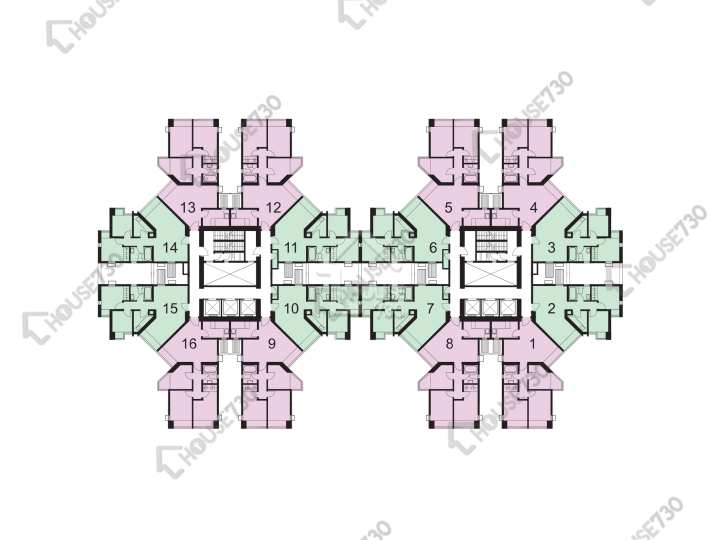 康怡花園 平面圖 康怡花園 D座 (1-8室) 2-29樓 樓層平面圖 - House730