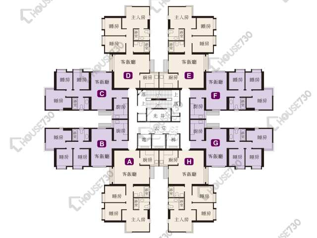 麗城花園 平面圖 麗城花園 2期 1座 4-41樓 樓層平面圖 - House730