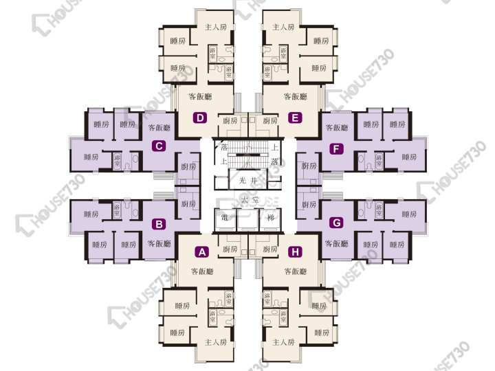麗城花園 平面圖 麗城花園 2期 1座 4-41樓 樓層平面圖 - House730