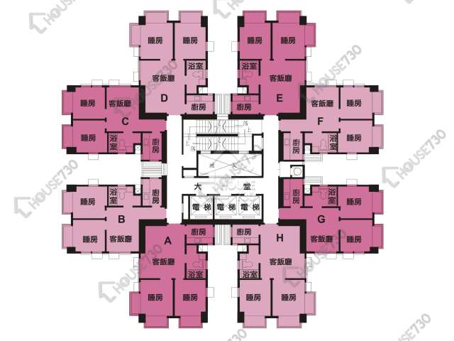 大埔中心 平面圖 大埔中心 1期 1座 4-33樓 樓層平面圖 - House730