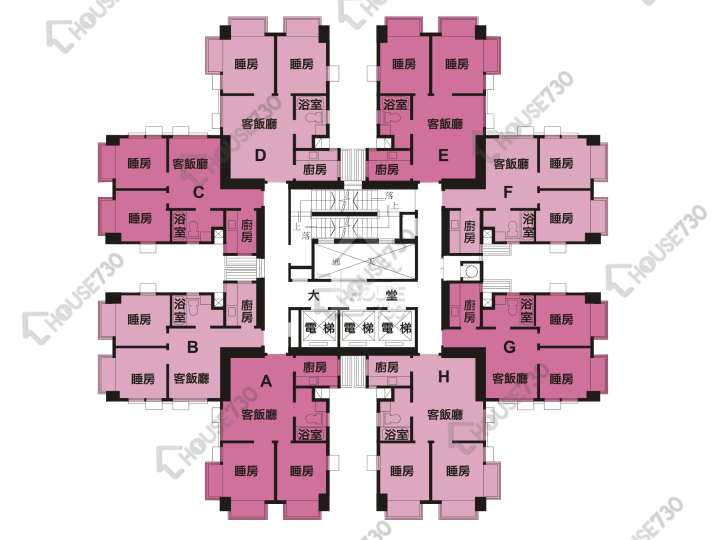 大埔中心 平面圖 大埔中心 1期 1座 4-33樓 樓層平面圖 - House730