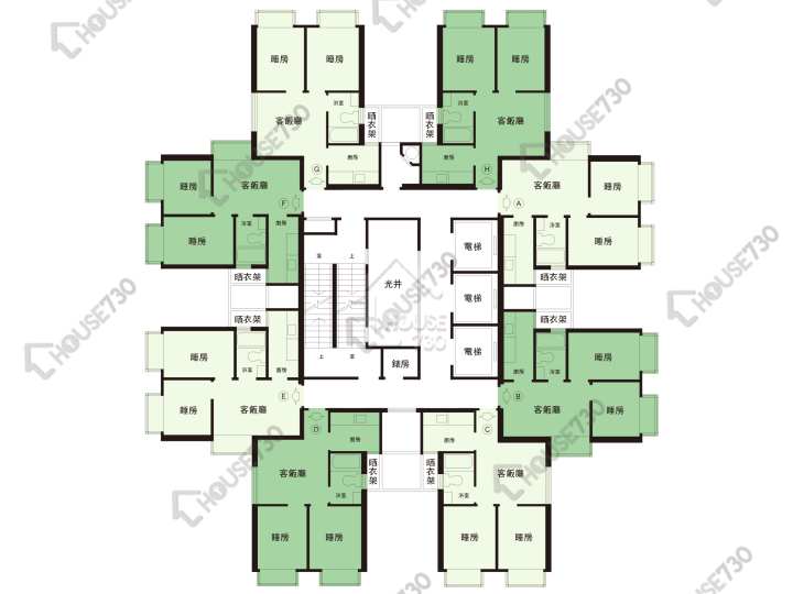 沙田第一城 平面圖 沙田第一城 4期 40座 3-32樓 樓層平面圖 - House730