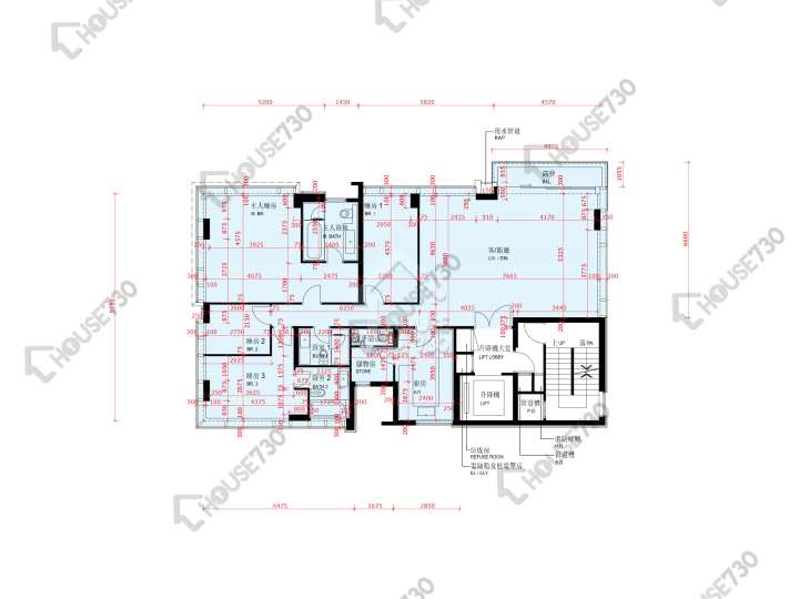 啟德1號 平面圖 啟德1號 I 低座第1座 2-3,5樓 樓層平面圖 - House730