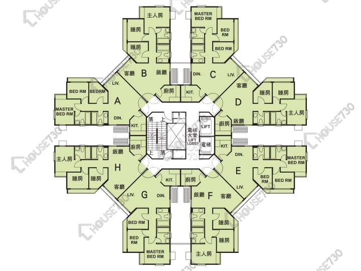 黃埔花園 平面圖 黃埔花園 11期 紫荊苑 6座 2-15樓 樓層平面圖 - House730