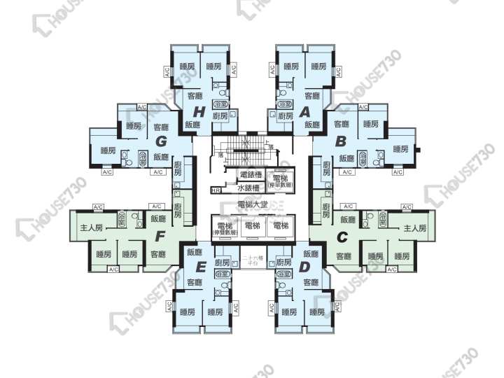 港灣豪庭 平面圖 港灣豪庭 1期 6座 6-48樓 樓層平面圖 - House730