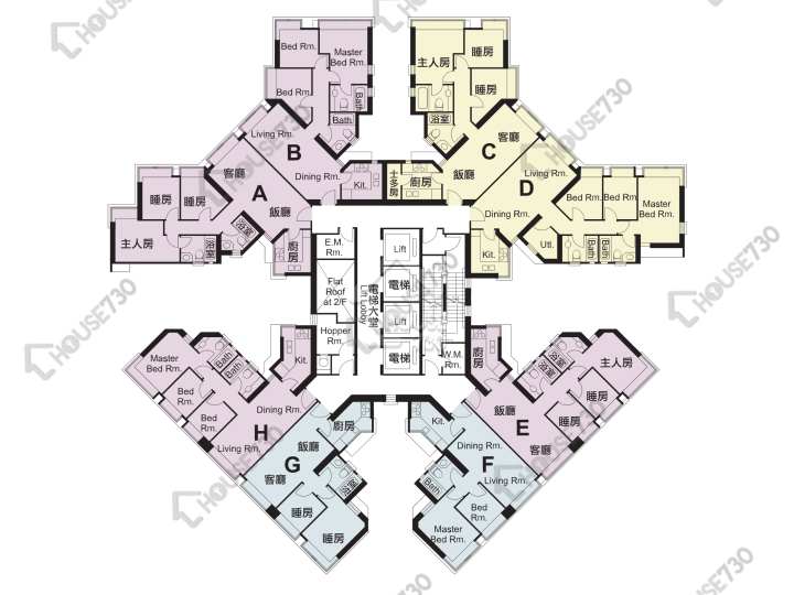 柏景灣 平面圖 柏景灣 帝柏海灣 3座 2-3,5-12,15-22,25-33,35-40,41樓 樓層平面圖 - House730