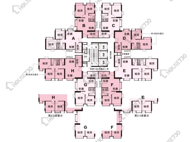 新元朗中心 平面圖 新元朗中心 1座 1-3,5-13,15-23,25-28,29樓 樓層平面圖 - House730