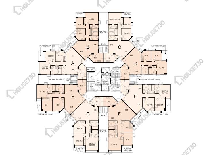 黃埔花園 平面圖 黃埔花園 4期 棕櫚苑 3座 2-15樓 樓層平面圖 - House730