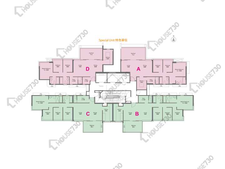 Yoho Town 平面圖 Yoho Town 2期 Yoho Midtown 5座 43樓 樓層平面圖 - House730