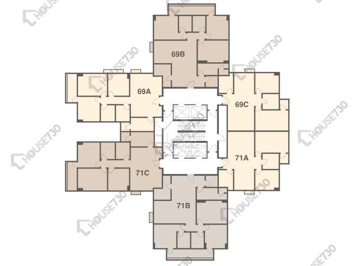 美孚新邨 平面圖 美孚新邨 4期 百老匯街69-71號 3-19樓 樓層平面圖 - House730