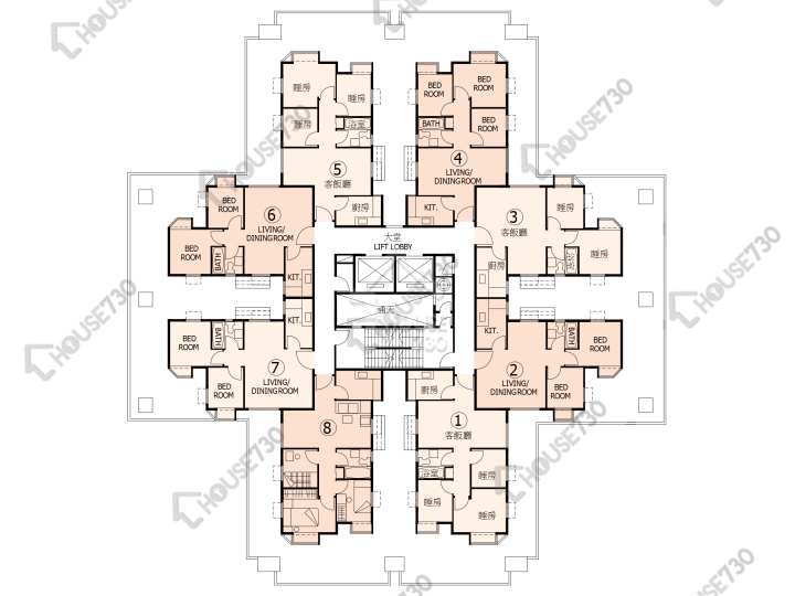 杏花邨 平面圖 杏花邨 7座 5-13,15-17,18樓 樓層平面圖 - House730