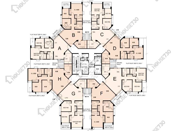 黃埔花園 平面圖 黃埔花園 4期 棕櫚苑 4座 2-15樓 樓層平面圖 - House730