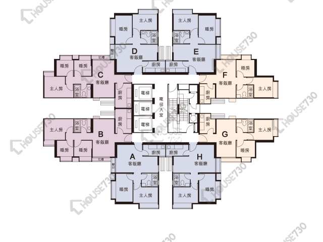 大興花園 平面圖 大興花園 1期 1座 1-30樓 樓層平面圖 - House730