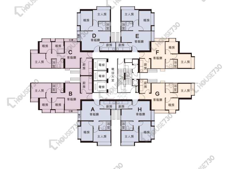 大興花園 平面圖 大興花園 1期 1座 1-30樓 樓層平面圖 - House730