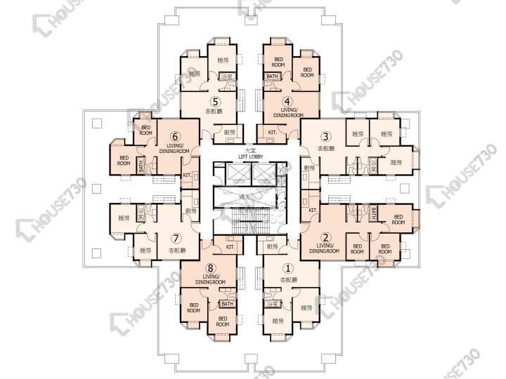 杏花邨 平面圖 杏花邨 6座 5-13,15-17,18樓 樓層平面圖 - House730