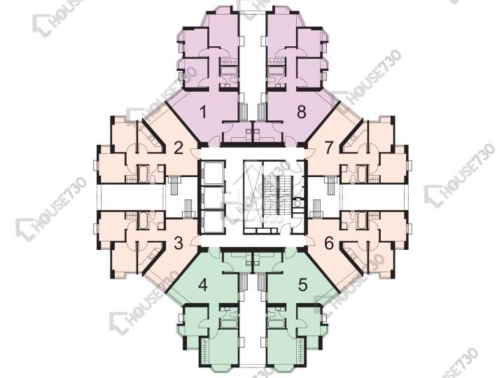 康怡花園 平面圖 康怡花園 R座 (1-8室) 1-29樓 樓層平面圖 - House730
